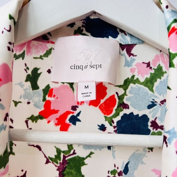 Cinq a sept Rou floral print wrap top , multi color, Size M - Picture 5 of 11